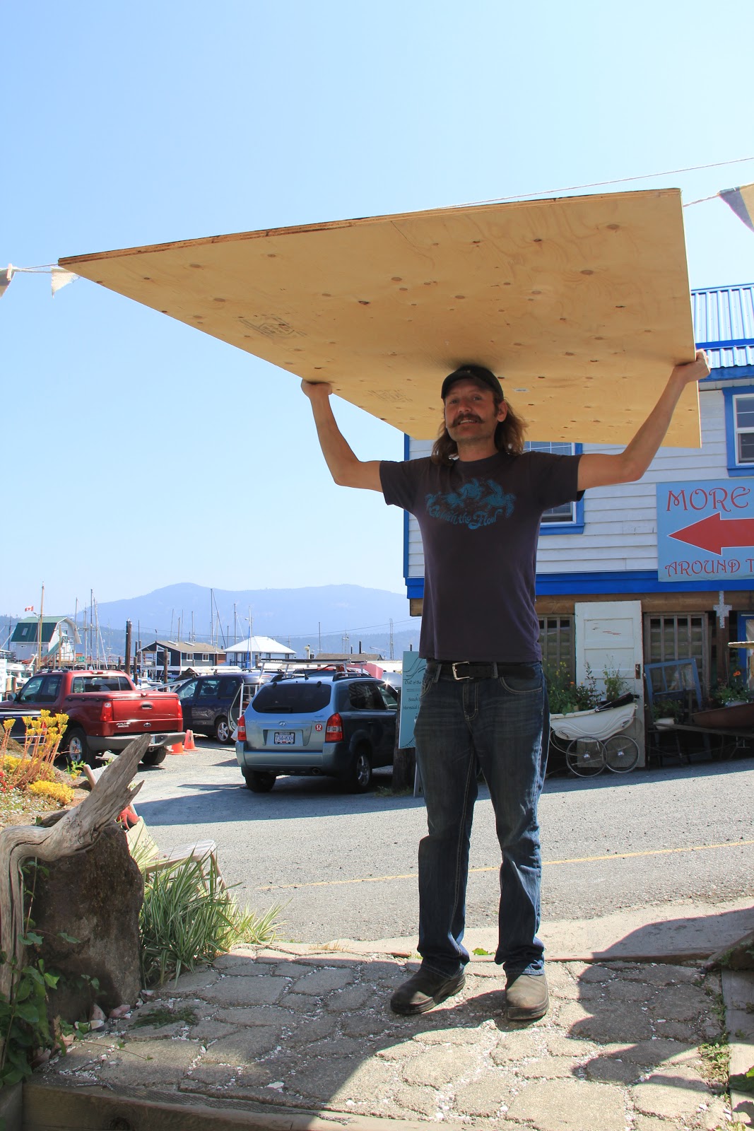 Sean carrying in a floor board